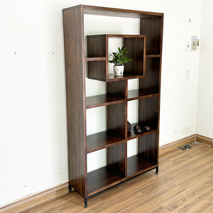 Modern Living Room Furniture Melaleuca Wood Decorative <b>Shelf</b> with Iron Legs Space-Saving Design for Home Office-KS68178 - Product Image 3