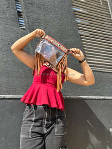 Recién llegado, bolso transparente con flecos, elegante bolso de cuero tallado a mano, bolsos de cuero multiusos para mujer multiusos - Product Image 5