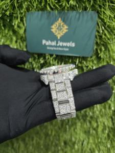 นาฬิกาข้อมือธุรกิจหรูหรา ขนาด 41 มม. ตัวเรือนสแตนเลสสตีล ระบบอนาล็อก อัตโนมัติเต็มรูปแบบ ประดับเพชรโมอิสซาไนต์ VVS กลไกควอตซ์ญี่ปุ่น สไตล์อนาล็อกแบบ Iced - Product Image 5