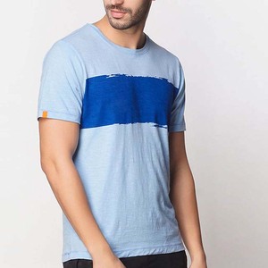 Bloque de color impreso bordado personalizado OEM diseño ropa de hombre camisas de manga corta ropa de verano cuello redondo Camiseta de algodón para hombres - Product Image 3