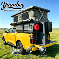 Camper de camionnette à toit relevable en fibre de verre/aluminium robuste pour pick-up à benne courte, avec espace de couchage extensible et système de toit