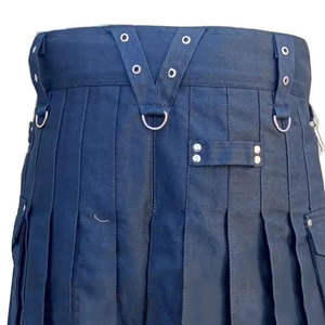 2026 High Quality Navy Blue Cotton Utility Kilt Pleated Tactical Skirt Custom Size Men <b>Costume</b> Uniform - Product Image 4