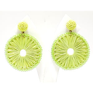 Wholesale Fashionable Trendy Alloy Hoop Earrings Women Low MOQ Colorful Bead <b>Raffia</b> High Quality Customized Color Anniversary - Product Image 3