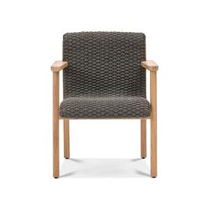 Wesie armchairs made of teak wood frame chair with natural finish and wicker <b>black</b> <b>rope</b> for dining room use - Product Image 2