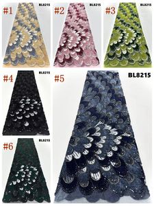 Ткань BL8215: роскошный павлиньий бархат с бисером и кружевом – тюль с 3D-вышивкой пайетками для вечерних платьев, свадебных нарядов, выпускных и кутюрных коллекций - Product Image 6