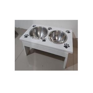 Bols pour nourriture pour chiens en acier inoxydable de qualité supérieure avec support en bois de couleur blanche, taille personnalisée, bols pour nourriture pour chats - Product Image 6