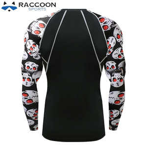 เสื้อรัดรูปแขนยาวพิมพ์ลายซับลิเมชั่นสำหรับผู้ชาย แห้งเร็ว ผลิตจากโพลีเอสเตอร์/สแปนเด็กซ์ เหมาะสำหรับกีฬา MMA แฟชั่นลายแรคคูน - Product Image 3