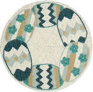 Manteles individuales para mesa de comedor de nuevo diseño elegante de alto estándar, forma redonda, cuentas de vidrio, mate decorativo antideslizante con bordado - Product Image 1