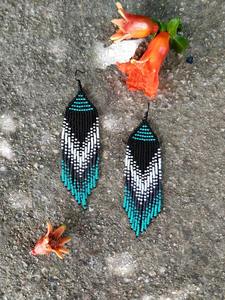 Latest Handmade Classic Turquoise Beaded Charm Earrings Long Drop Dangle for Parties and Daily Wear at Low Cost - Product Image 4