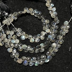 Cuentas de briolette con forma de corazón facetado de labradorita, taladro lateral de 7MM, venta al por mayor Natural multicolor para uso en joyería - Product Image 5