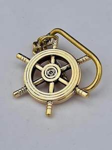 Llavero de latón vintage con forma de timón de barco, hecho a mano, náutico, de 3 pulgadas, con acabado antiguo, regalo para marineros y amantes de la navegación. - Product Image 4