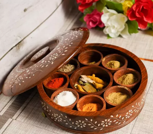 ชุดเครื่องเทศไม้9ช่องแบบทันสมัย,พร้อมกล่องแก้วพร้อมช้อนสำหรับตกแต่งห้องครัว - Product Image 4