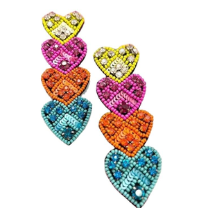 Boucles d'oreilles pendantes en forme de cœur, brodées de perles faites à la main, élégantes, belles, nouveau design, luxe, fantaisie, tendance, dernières nouveautés pour filles - Product Image 2