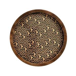 Encantador cuenco de madera impreso pintado a mano, acento de mesa decorativo para cocina, exhibición de comedor y uso de regalo - Product Image 4