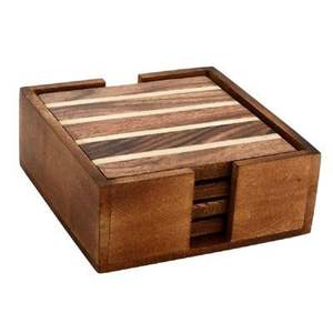 Wooden <b>coaster</b> traditional handcrafted mango wood drink <b>coaster</b> for protecting dining table surface from heat water <b>glass</b> marks - Product Image 6