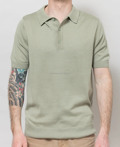 Camiseta de Manga Corta Transpirable para Hombre, de Alta Calidad, con Botones, Diseño Sólido, Corte Ajustado, para Verano, 180 g - Product Image 1
