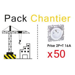Lot de 50 prises de chantier blanches 2P + T SQUARE Lot de fiches et prises de haute qualité - Product Image 1