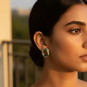 Boucles d'oreilles clous tendance vintage en améthyste verte avec anneau en argent 925 et pierre principale en diamant en forme de cœur en or 14k et 18k, cadeau pour femme - Product Image 3