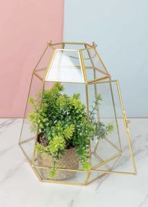 Portavelas de Cristal con Borde de Latón Geométrico, Decoración Moderna Hecha a Mano para el Hogar y el Jardín, Multiusos, para Velas de Navidad - Product Image 2