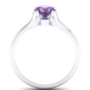 Bagues de fiançailles REYES en argent sterling 925, serties d'une améthyste ronde taille brillant de 0,84 carat, bijoux de mariée pour femmes - Product Image 4