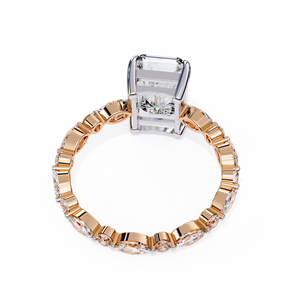 Anillo de diamantes naturales Three Stone Supply para mujer en oro rosa ideal para colecciones nupciales y pedidos de joyería personalizados para la venta - Product Image 4