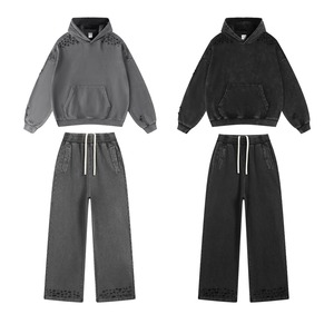 Pantalons de survêtement amples et surdimensionnés de haute qualité, design vintage délavé à l'acide, coupe droite, pour taille imperméable, taille plus - Product Image 2