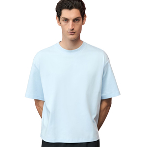 T-Shirt Streetwear Blank Soft Heavyweight Embroidered Technics O-Neck Short T-shirt 100% coton pour homme coupe ample imprimé - Product Image 1