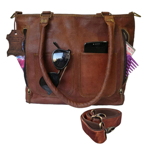 Sac fourre-tout vintage en cuir véritable pour femme – Sac à bandoulière élégant pour les sorties quotidiennes et le shopping - Product Image 1