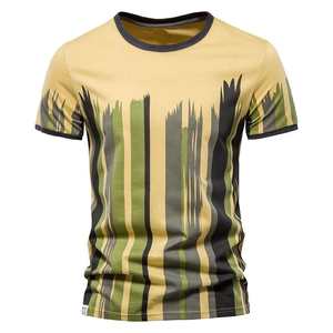 2025 Nueva camiseta para hombre de manga corta con rayas verticales ropa informal - Product Image 5