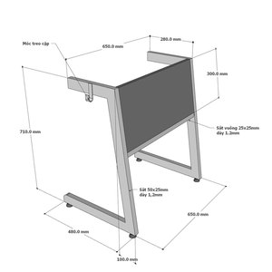 Bureau d'étudiant de style moderne avec pieds en fer en forme de C 70x50cm, mobilier scolaire en bois de caoutchouc - PSD037 - Product Image 5
