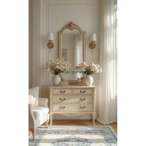 Grand miroir mural en bois avec cadre, décoration intérieure, décoration murale de salon, finition peinte en blanc, design de miroir mural - Product Image 3