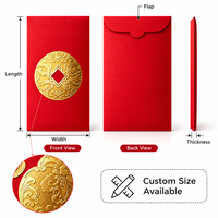 Enveloppe Rouge Personnalisée avec Estampage à Chaud Doré, Pochette à Argent, Enveloppe Cadeau du Nouvel An Chinois, Enveloppe à Argent pour Mariage, Emballage en Papier OEM ODM