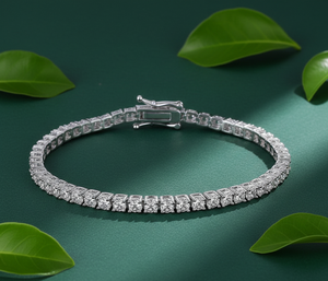 Venta al por mayor de fábrica: Pulsera de cadena tipo tenis chapada en oro blanco de 14K con diamantes de moissanita VVS, joyería hiphop con incrustaciones, 2mm 3mm 4mm, para fiesta - Product Image 3