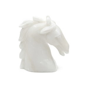 Hermosa escultura de cabeza de caballo de mármol blanco hecha a mano única para uso en decoración de hogar y Hotel acentos decorativos de mármol - Product Image 1