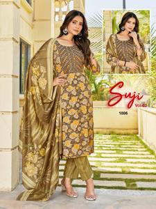 Maruti Fashion's Traditional Two-Tone Rayon Fabric Bordado Work New Catalog Women's Wedding Top Pant Dupatta Set - Product Image 4