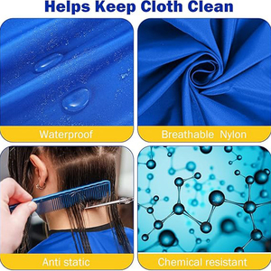 Casquette de coiffeur unisexe avec logo personnalisé de haute qualité Capes de salon en polyester bleu marine imperméable à l'eau Capes de coiffeur à la mode Robe de coiffeur - Product Image 5