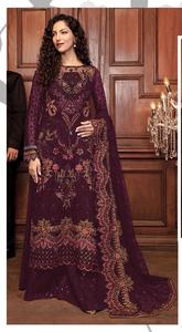 कढ़ाई मोती के साथ नया भारी जियोर्नेट पाजाज़ो अर्ध सिले सूट थोक के लिए - Product Image 3