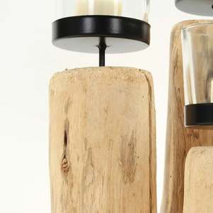 Décoration de Noël industrielle intérieure/extérieure Photophore en bois Bougeoir en métal pour les fêtes du Nouvel An Autres bocaux à bougies - Product Image 2