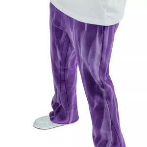 Pantalons de survêtement évasés empilés délavés à l'acide Pantalons de survêtement Patchwork Pantalons évasés élastiques pour hommes Vintage - Product Image 4