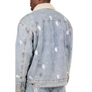 Chaqueta Vaquera de Mezclilla de Algodón Casual de Diseño Personalizado para Hombre, con Cierre de Botones, Decoración de Piel con Cremallera, Chaqueta Vaquera Calefactable Cómoda OEM - Product Image 3