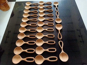 ช้อนไม้กันลื่นด้ามยาวช้อนปิกนิกไม้ธรรมชาติเสิร์ฟสลัดมังสวิรัติ - Product Image 5