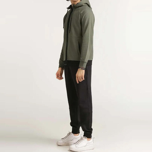 Sweat à capuche uni élégant pour hommes, sweat-shirt respirant à fermeture éclair, vêtements de sport décontractés confortables avec impression numérique brodée - Product Image 4