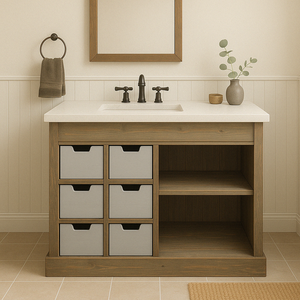 48-Inch Strong Wood Construction Bathroom <b>Vanity</b> with Non-Toxic Water-Based Finish <b>for</b> <b>Bedroom</b> Use - Product Image 1