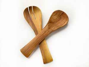 Short Handle Japanese Style Handmade <b>Wooden</b> Salt Sugar Spices Tea Measuring <b>Wooden</b> Scoop Mini <b>Spoon</b> And Fork <b>Set</b> - Product Image 2