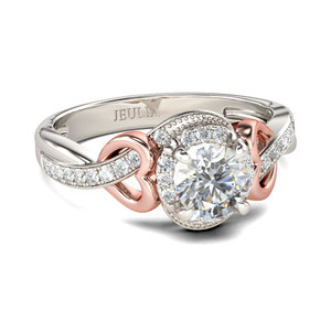 Anillo de Plata de Ley con Diseño de Corazón en Dos Tonos y Diamante de Corte Redondo Jeulia - Product Image 2
