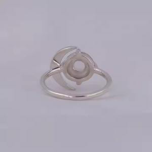 Banda de plata cabujón con diseño de Luna, banda apilable para anillos de compromiso utilizados con diamantes cultivados en laboratorio para regalo de boda - Product Image 4