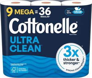 Papel Higiénico Cottonelle Ultra Clean, 9 Mega Rollos = 36 Rollos Regulares, el Empaque Puede Variar - Product Image 2