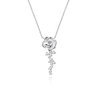 925 argent sterling plaqué or rose collier rose zircon dot en gros