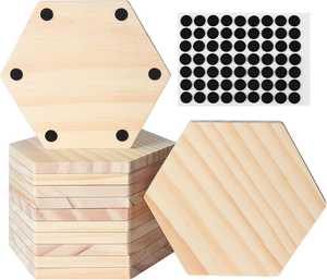 ชุดถาดรองแก้วไม้ธรรมชาติทรงหกเหลี่ยมหรูหราแผ่นรองเครื่องดื่มทนทานมีสไตล์คลาสสิกสำหรับตกแต่งบ้านและสำนักงานบ้าน - Product Image 1