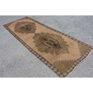 Vintage Brown Beige Turkish Wool <b>Rug</b> 39 X 109 ft <b>Flat</b> Weave Patchwork Pattern Living Room Carpet Latex for Home Decorations - Product Image 3